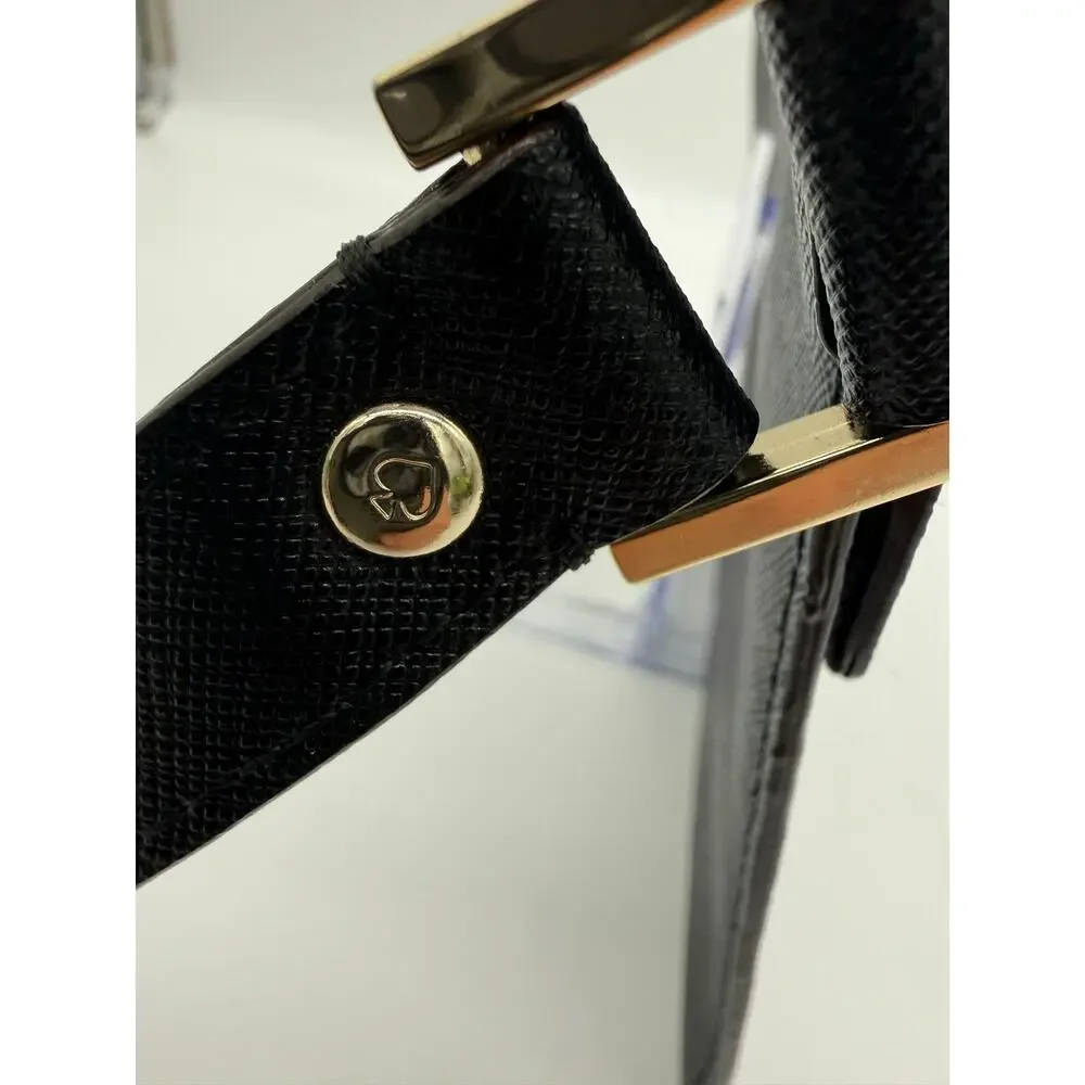 Kate Spade New York Black Saffiano Leather Flat Flap Envelope Wristlet Clutch